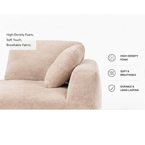 Beige Teddy Fleece Vacuum Compressed Modular Sectional <b>Sofa</b> L-Shaped Couch With Detachable Ottoman For Living Room - Product Image 5