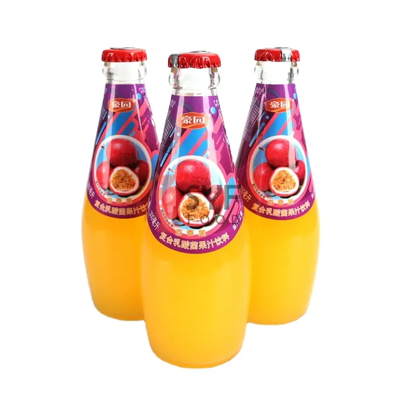 OEM משקאות יצרנים מותאם אישית זכוכית בקבוק תשוקה פירות טעם לקטובצילוס לערבב פירות מיץ משקה 300ml