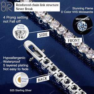 Wholesale 24inches Moissanite <b>Necklace</b> 10k Gold Diamond Link Tennis <b>Chain</b> - Product Image 3
