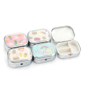 <b>Cute</b> Cartoon Metal <b>Pill</b> <b>Box</b> Organizer 3 Compartment Portable Travel Medication Case Eco Friendly Pocket Medicine Vitamin Storage - Product Image 5