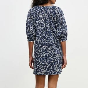 Vestido Mini de Playa con Estampado Playero, Cuello Redondo, Manga Corta, Abotonado, Personalizado, de Algodón Suave - Product Image 3