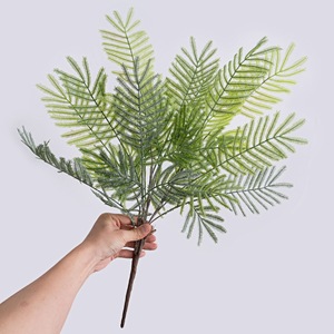 Plante artificielle de mousse de coton Dreamy Mimosa, feuilles vertes, décoration de mariage, bouquet à main, PVC, caoutchouc souple, 120 cm - Product Image 1
