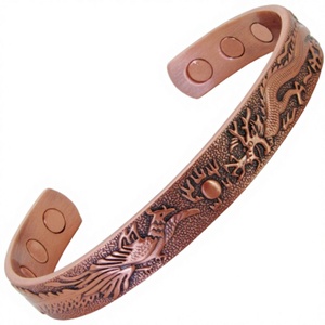 Pulsera de cobre magnética con motivo de Fénix volador hecha a mano, joyería de metal de moda, diseño exquisito - Product Image 1