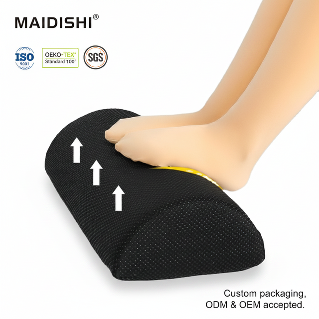 MAIDISHI WJ-2038 Half Moon Memory Foam Footrest-100% Bamboo Fiber Anti-Dust Mite Removable Washable Back Knee Pain Relief for