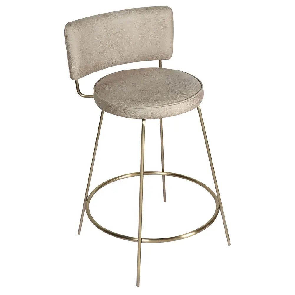Chaise de bar moderne de luxe en métal avec coussin rond chaise de bar confortable tabouret de bar chaise