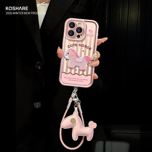 Coque de téléphone pour Apple 15/16/16 Plus, imitation cuir, bordure métallique créative, patch mignon, résistante aux chutes - Product Image 5