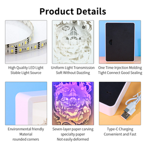 Lampe LED 3D en forme de château magique, boîte à lumière en papier découpé à 7 couches pour les fans de sorcellerie, décoration de chambre à coucher - Product Image 5
