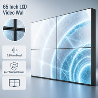 Mur vidéo LCD industriel 65 pouces avec cadre de 0,88 mm, affichage 24/7, compatible CMS tiers pour la surveillance de l'alimentation électrique, utilisation en intérieur