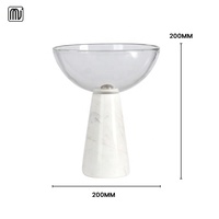 Bol à fruits rond moderne de luxe avec base en marbre blanc et accessoires d'ameublement personnalisés en verre pour la décoration de bureau