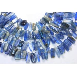 Perles en vrac de cyanite bleue naturelle lisse de 8 pouces pendentif en pierre bleue et perles de bracelet pierre précieuse à facettes pour la fabrication de bijoux - Product Image 5