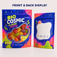 Pochette refermable à fermeture éclair imprimée sur mesure avec fenêtre transparente, sac plat pour bonbons, en-cas, friandises, emballage de vente au détail