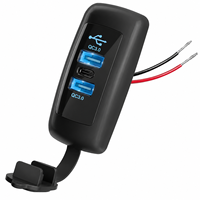 Chargeur USB 72W à 3 ports 12V, prise de charge rapide PD3.0 Type C double USB-A QC3.0, montage sur panneau pour bateau, voiture, VTT, camion