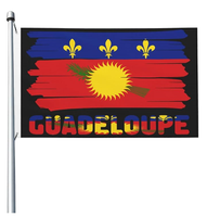 Drapeau de la Guadeloupe personnalisé en gros, imprimé sur une face, résistant à la décoloration, livré avec une poignée gauche et 2 œillets – Ventes flash