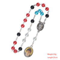 Chapelet Religieux Spécial Saint Charbel, Perles de Verre 8mm, Chapelet Catholique Cinq Couleurs, Pendentifs et Breloques Tendance, Cadeau