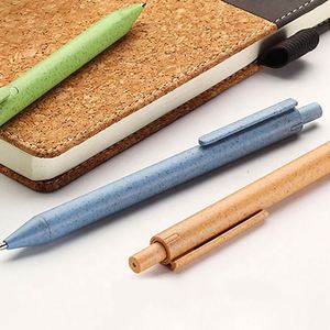 Custom Logo Eco Friendly Wheat Straw <b>Retractable</b> Ballpoint <b>Pen</b> Click Action <b>Pens</b> for Tradeshow Giveaways - Product Image 2