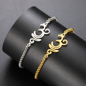 Simbolo OM bracciali fiori di loto per le donne degli uomini in acciaio inox buddhismo Hindu Yoga <span class=keywords><strong>Aum</strong></span> scatola bracciale a catena gioielli regali - Product Image 3