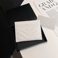 Dompet Kartu Wanita Mewah Kulit PU Quilted Grosir, Tempat Kartu Kredit Mini Tipis, Dompet Kecil Wanita Dengan Kemasan Kotak