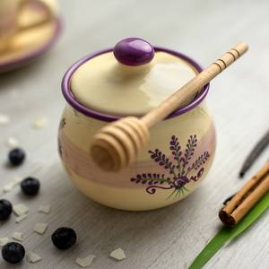 Sucrier en céramique avec couvercle 10oz pour bar à café sel crème lavande pot de sucre floral - Product Image 3
