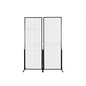 Paneles de rejilla de doble cara de 24x67 para exhibición minorista, paquete de 2, base en T, marco de acero, para exhibición en boutiques y ferias de artesanía - Product Image 1