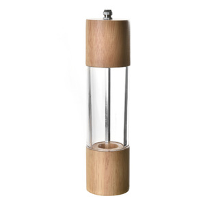 Adjustable Coarseness Wooden & Plastic Industrial Spice Grinder Cylindrical Manual Spice Grinder Salt and Pepper Grinder Set