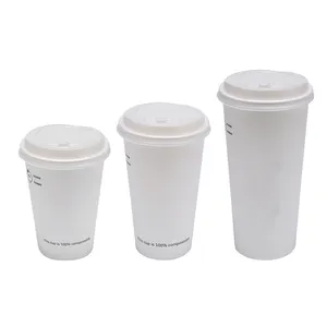 Customized printing personalized disposable biodegradable hot drink paper cup coffee cup PLA plastic cup with lid