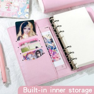 高品質ピンクA6/A5レトロオフィスノートブック、クリエイティブなマグネットバックルバインダー日記帳、便利なアジェンダノート - Product Image 2