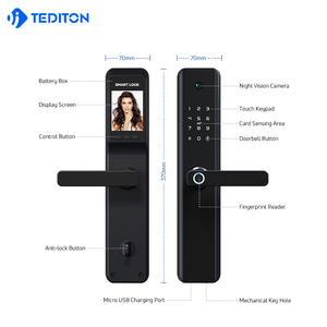 Serratura Intelligente Tuya Wifi <span class=keywords><strong>per</strong></span> Casa e Cancello, Serratura Esterna <span class=keywords><strong>Smart</strong></span> <span class=keywords><strong>per</strong></span> Porte in Alluminio/Legno/Metallo, Maniglia Senza Chiave <span class=keywords><strong>per</strong></span> Camera da Letto con Riconoscimento Oculare - Product Image 6