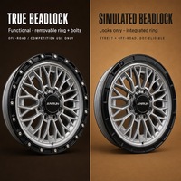 Jantes Beadlock Forgées Usinées Argentées 17-22 Pouces 6061-T6, Jantes Tout-Terrain Simulées 8x170 6x5.5 pour Ford F-250 Super Duty