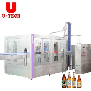 Automatic Glass Bottle Carbonated Sparking Water Beverage Drink Beer Isobaric washing filling capping machine