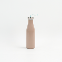 Bouteille en acier inoxydable pour jus et lait avec bouchon à vis 450 ml, personnalisable, avec couvercle à sangle en silicone, en gros