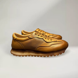 QHCCID Zapatillas retro de cuero genuino para hombre, zapatos informales con cordones para caminar, suela de goma ligera y transpirable, tacón bajo - Product Image 3