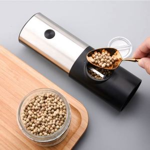 <b>Battery</b> Powered Adjustable Electric Pepper Mill Coarseness Stainless Steel Salt and Pepper Grinder with LED Light - Product Image 5