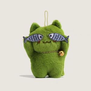 Cute Fish Shy Kitten cat Plush Key Chain with Bell Pendant Mini Pom PomPlushie Plush Toys Doll cat Stuffed Animal <b>Gift</b> - Product Image 3