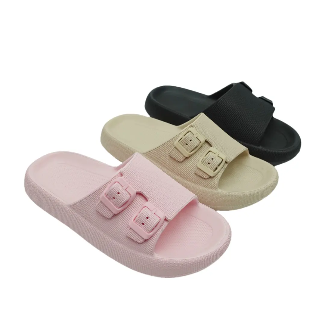 HEVA Unisex Hot Sell casual sandal soft EVA sole waterproof shower bathroom slides custom logo buckle sliders slippers for women