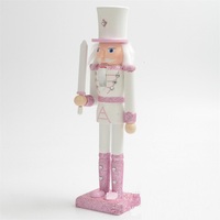 Coffret de décorations artisanales personnalisées avec logo imprimé, cadeaux de Noël, série rose, H 30 cm, casse-noisette en bois créatif avec son personnalisé