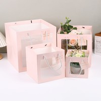 Sacs Cadeaux d'Emballage en Papier Carrés de Haute Qualité pour Bouquets de Fleurs, Gâteaux d'Anniversaire, Mariages, avec Fenêtre Transparente