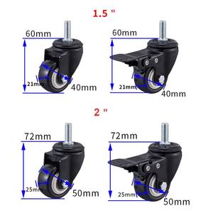 オレンジ1.5 \ "<span class=keywords><strong>2</strong></span> \" <span class=keywords><strong>2</strong></span>.5 \ "<span class=keywords><strong>3</strong></span> \" インチ小型ホイール回転家具トロリーキャスター病院用キッチン用PVC PUキャスターホイール - Product Image 4