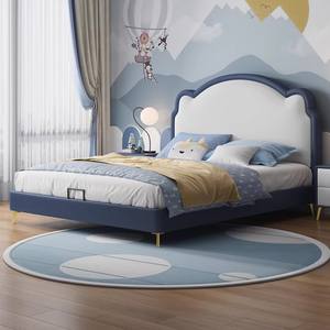 Cama infantil moderna con marco de madera maciza <span class=keywords><strong>para</strong></span> niños y <span class=keywords><strong>niñas</strong></span>, tapicería de cuero <span class=keywords><strong>para</strong></span> <span class=keywords><strong>adolescentes</strong></span> con diseño de oso de peluche de dibujos animados - Product Image 2
