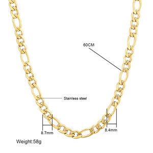 תכשיטי אופנה pvd 18k מצופה זהב פיארו 3 + 1 שרשרת שרשרת קישור איטליה a750 נירוסטה שרשרת פיארו שרשרת ברזל גברים נשים - Product Image 5