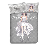 Parure de lit 4 pièces en flanelle 100 % polyester de qualité supérieure, imprimée diagonale style anime japonais, 200 fils, personnalisable et confortable, vente en gros