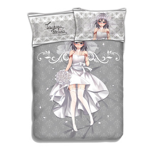Parure de lit 4 pièces en flanelle 100 % polyester de qualité supérieure, imprimée diagonale style <span class=keywords><strong>anime</strong></span> japonais, 200 fils, personnalisable et confortable, vente en gros - Product Image 6