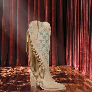 Bottes de cowboy pour femmes de haute qualité, nouvelle collection hiver 2026, talon haut, dessus en velours, strass, large mollet, chaussures à enfiler pour femmes - Product Image 3