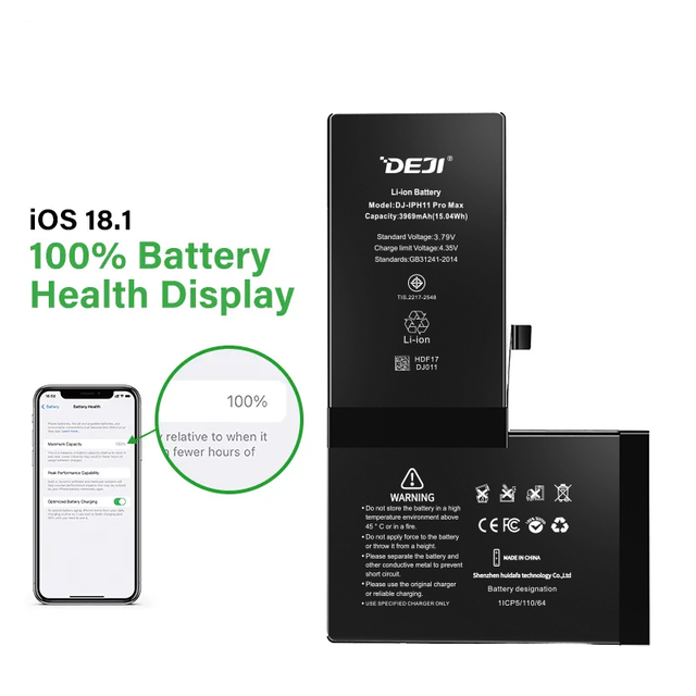 Deji A-Grade Polymer Li-ion Battery for iPhone 11 Pro Max Full Capacity Rechargeable Replacement Battery