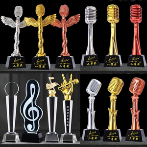 รางวัลนักร้อง รางวัลการแข่งขันดนตรี รูปโน้ตดนตรี ทำจากโลหะ คริสตัล เรซิ่น รูปไมค์ รูปเปียโน รูปไวโอลิน สำหรับขายส่งและสั่งทำได้ - Product Image 2