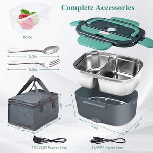 110V/220V/12V/24V Heatable Leak Proof Foldable Eco-Friendly Stainless Steel Electric <b>Lunch</b> <b>Box</b> 2 <b>Compartments</b> 1-3L Capacity for - Product Image 5