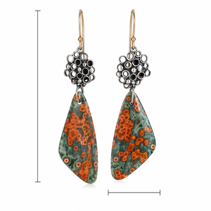 Orecchini Pendenti Vintage Multicolore a Triangolo e Goccia con Motivo Floreale in Pietra per Donne - Product Image 5