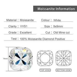 OMC <span class=keywords><strong>Cut</strong></span> Top Quality VVS1 D Color Super White Old Mine <span class=keywords><strong>Cut</strong></span> Moissanite <span class=keywords><strong>Diamond</strong></span> Cushion <span class=keywords><strong>Cut</strong></span> Moissanite sciolto - Product Image 6