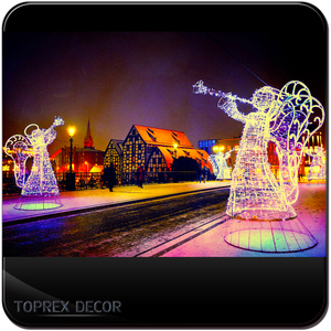 Figurines <span class=keywords><strong>de</strong></span> Noël décoratives Toprex Holiday Led Motif Lighted Angel Wing, motif 3D, lumières <span class=keywords><strong>de</strong></span> corde LED, <span class=keywords><strong>ange</strong></span> <span class=keywords><strong>de</strong></span> Noël avec trompette - Product Image 2