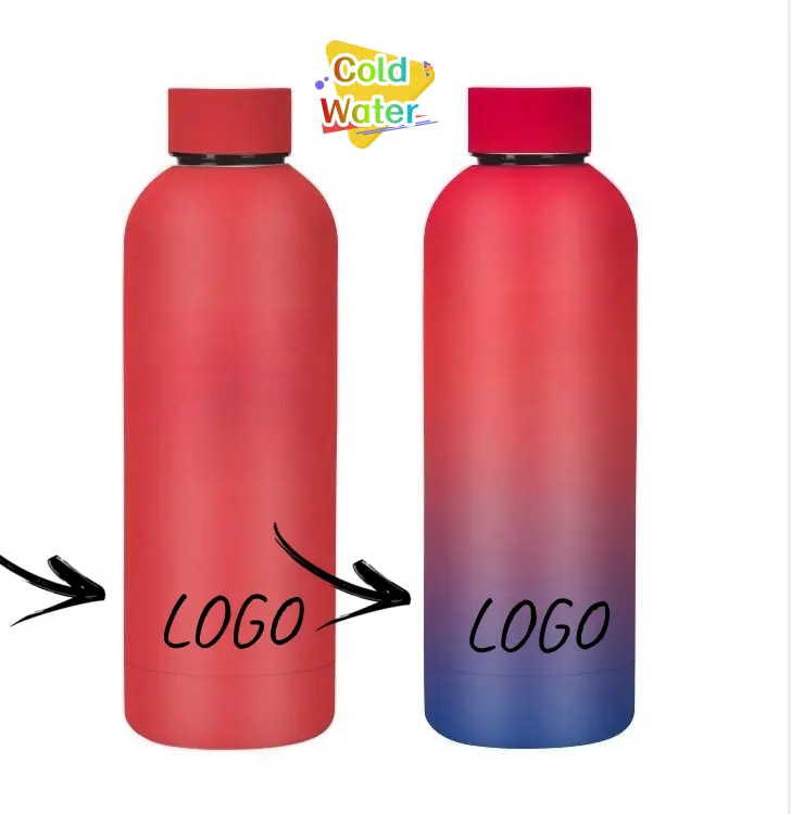 Singal walled change color 17Oz Double Layer Vacuum Insulated Reusable Thermos Leak Proof change color single bottles