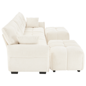 Ensemble de canapés en coton doux style crème, meubles de salon, canapé moderne minimaliste, canapé en tissu de laine d'agneau blanc nuage doux pour la maison - Product Image 5